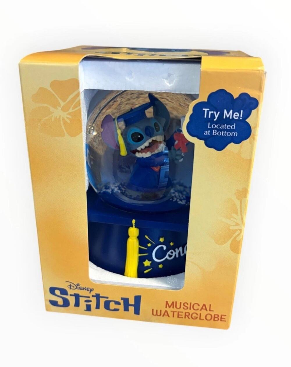 Disney Stitch Musical Waterglobe Snowglobe for Graduation Wind Up